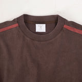 CANDICE WASHED RACER LS TSHIRT - BROWN / RED STRIPE