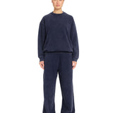 COLOUR PLANE ACID WASH HEAVYWEIGHT CREWNECK SWEATSHIRT - NAVY