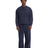 COLOUR PLANE ACID WASH HEAVYWEIGHT CREWNECK SWEATSHIRT - NAVY