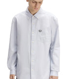 FRED PERRY RELAXED WASHED TWILL BUTTON UP SHIRT - DUSKY BLUE