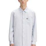 FRED PERRY RELAXED WASHED TWILL BUTTON UP SHIRT - DUSKY BLUE