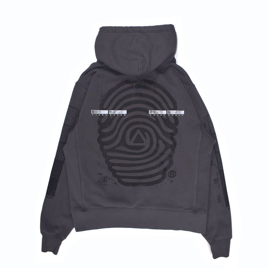 INDIVIDUALIST DISTRESSED LOGO HOOD - OVER DYED CHARCOAL