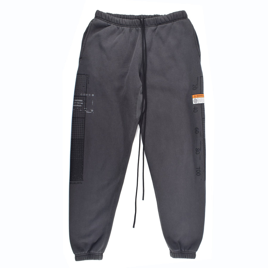 INDIVIDUALIST DISTRESSED HALFTONE BAR PANT - OVER DYED CHARCOAL